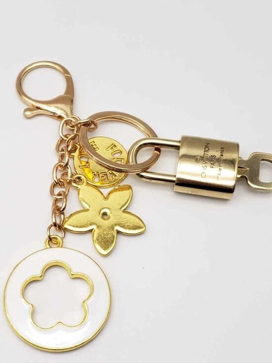 Authentic Louis Vuitton Lock & Key with Unbranded Flower Charm, Keychain - Picture 6 of 6